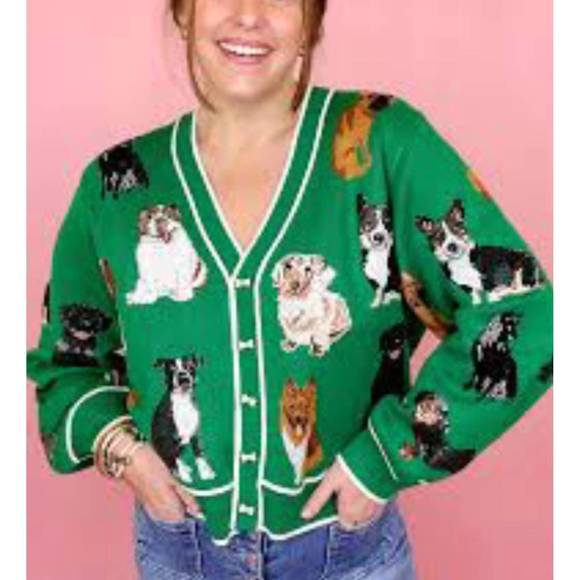 QUEEN OF SPARKLES Sweaters - NEW QUEEN OF SPARKLES green dog in green